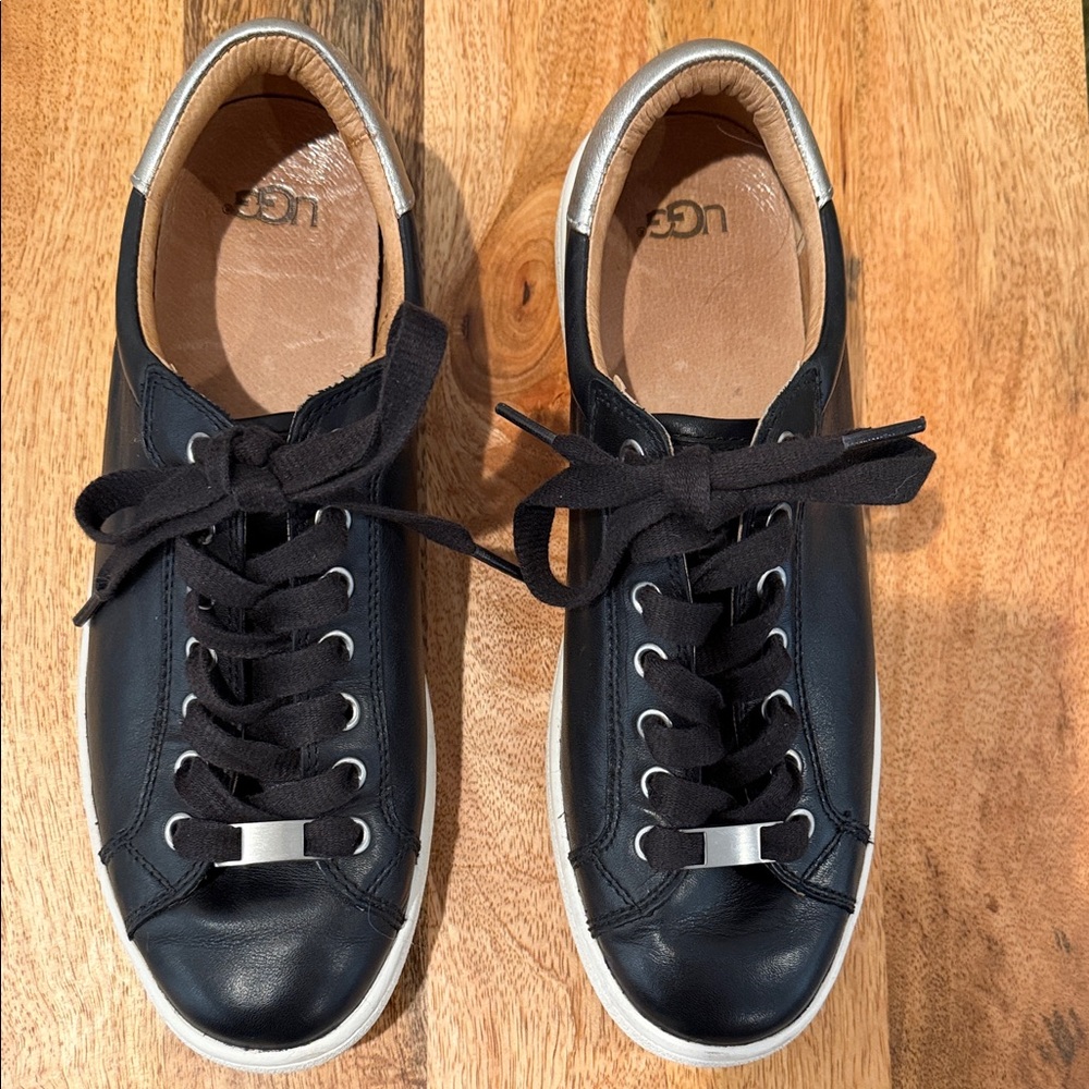 UGG Milo Black Leather Lifestyle Sneakers Size 40.5 9.5